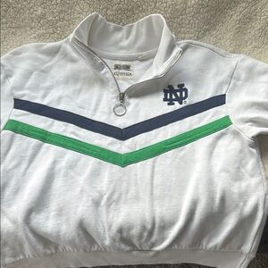 Notre dame White and Green Quarter-Zip Sweater